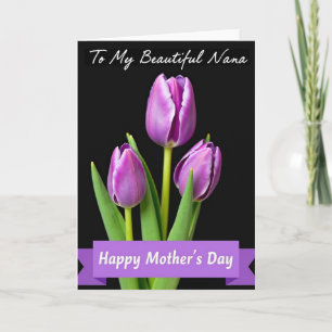 Tarjeta floral morada de lunares