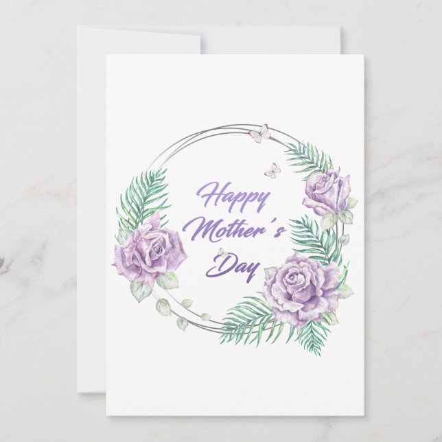Tarjeta Floral morada personalizada feliz día de la madre (Anverso)