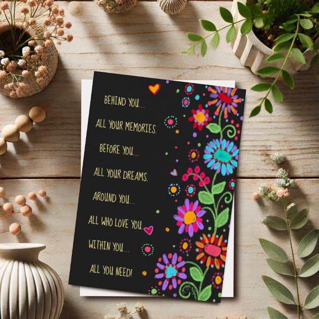 Tarjeta Floral negra todo lo que necesitas de felicitacion (Subido por el creador)