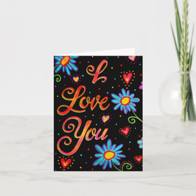 Tarjeta Floral Negro Te Quiero (Anverso)
