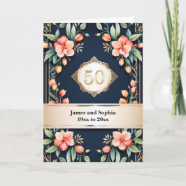 Tarjeta Floral on Black 50th Wedding Anniversary