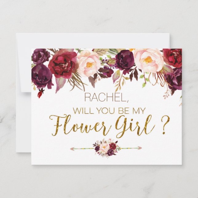 Tarjeta Floral Otoño ¿Serás Mi Dama de las Flores? (Anverso)