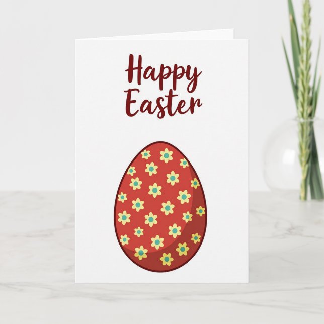 Tarjeta floral oval de Feliz Pascua (Anverso)