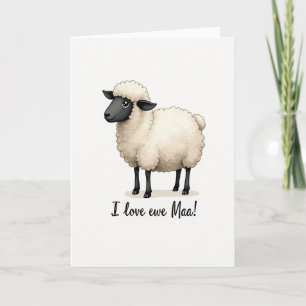 Tarjeta Floral para el Día de la Madre Oveja