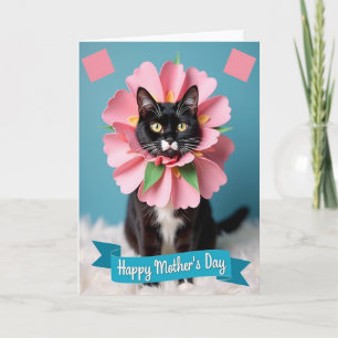 Tarjeta floral para el día de la madre para gato m