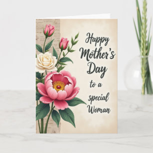Tarjeta floral para el día de la madre para mujer
