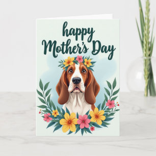 Tarjeta floral para el día de la madre para perros