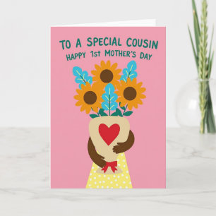Tarjeta floral para el Día de la Madre para prima