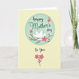 Tarjeta floral para el día de las madres con pájar