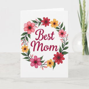 Tarjeta floral para la mejor mamá en color fucsia