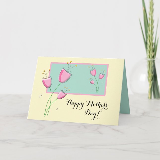 Tarjeta Floral Pastel para el Día de la Madre con  (Anverso)