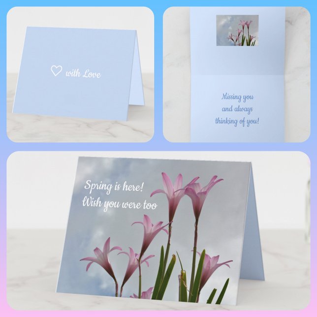 Tarjeta Floral Pastel Pink Rain Lilies Springtime (Subido por el creador)