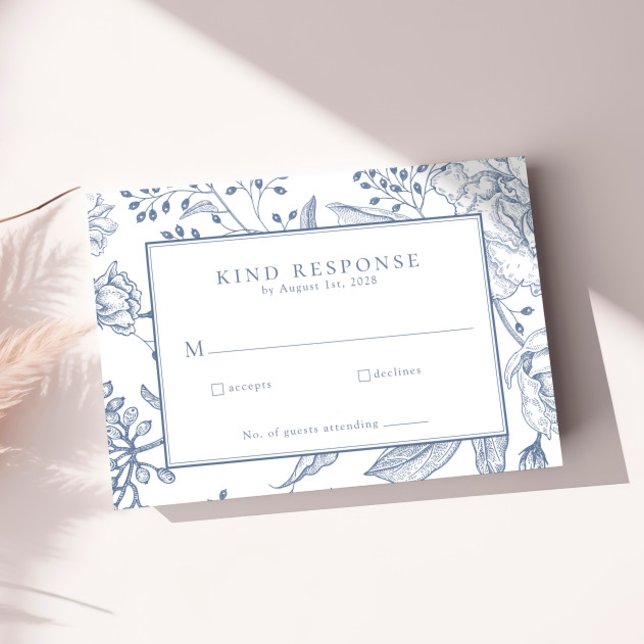 Tarjeta Floral Periwinkle Elegant Wedding RSVP (Subido por el creador)