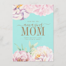 Tarjeta floral personalizada del día de la madre