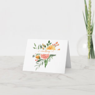 Tarjeta Floral personalizado con acuarela rosa y naranja n