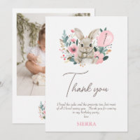 Tarjeta Floral Pink Bunny Birny