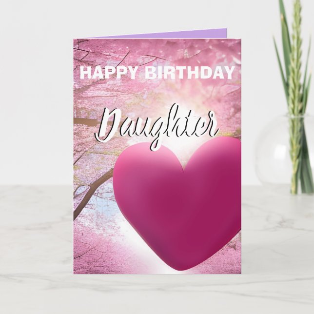 Tarjeta Floral Pink Happy Birday Daughter (Anverso)