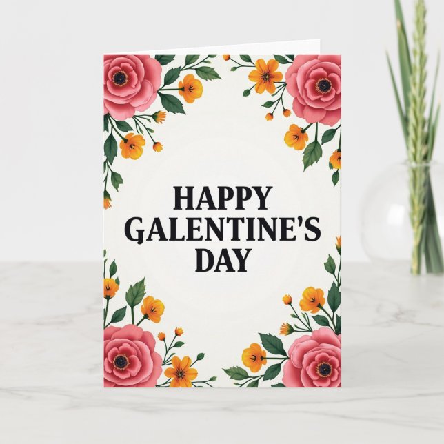 Tarjeta Floral Pintada de Galentines (Anverso)