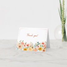 Tarjeta Floral plegable de agradecimiento
