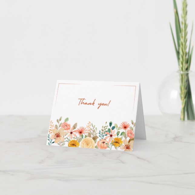 Tarjeta Floral plegable de agradecimiento (Anverso)