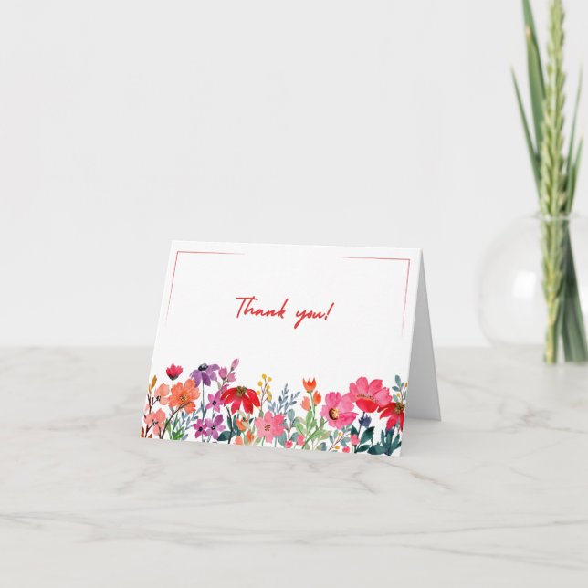 Tarjeta Floral plegable de agradecimiento (Anverso)