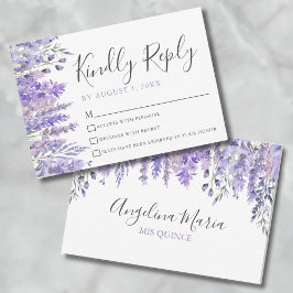 Tarjeta Floral Purple Quinceanera RSVP