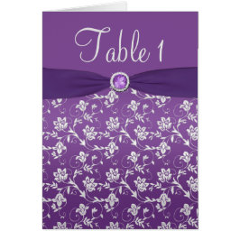 Tarjeta floral púrpura y de plata del número de la