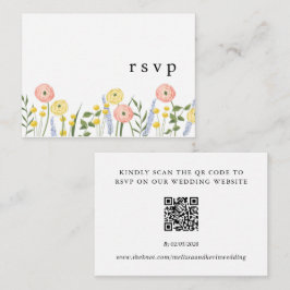 Tarjeta Floral QR Code Wedding RSVP