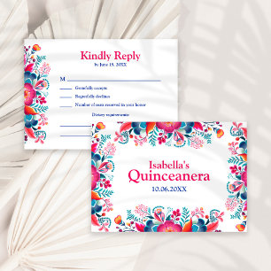 Tarjeta Floral Quinceanera Fiesta Mexicana RSVP