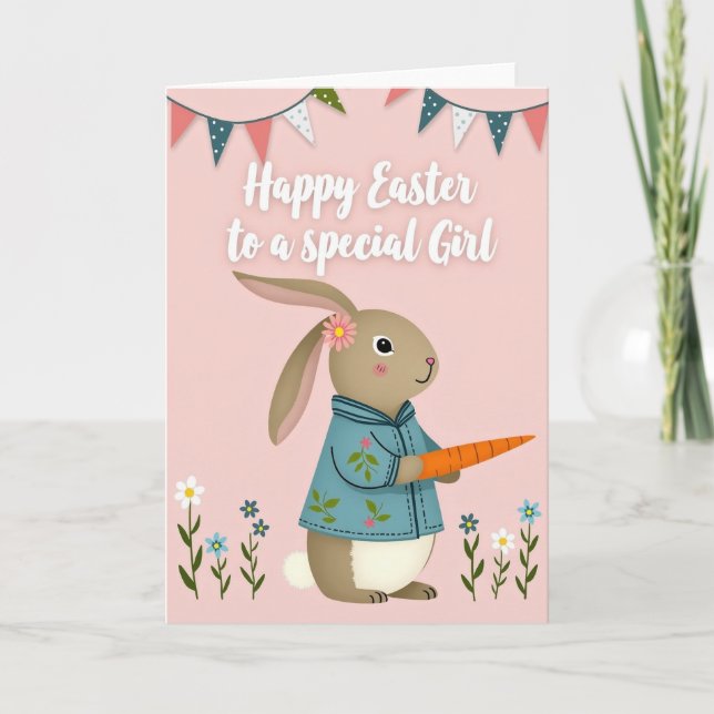 Tarjeta Floral Rabbit Springtime Season Card (Anverso)
