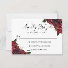 Tarjeta Floral Red Gold Quinceañera RSVP