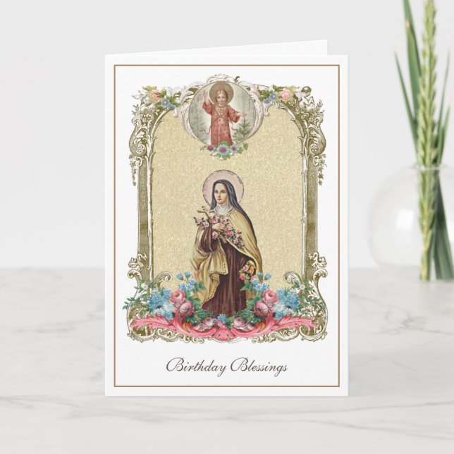 Tarjeta Floral religiosa católica nun (Anverso)