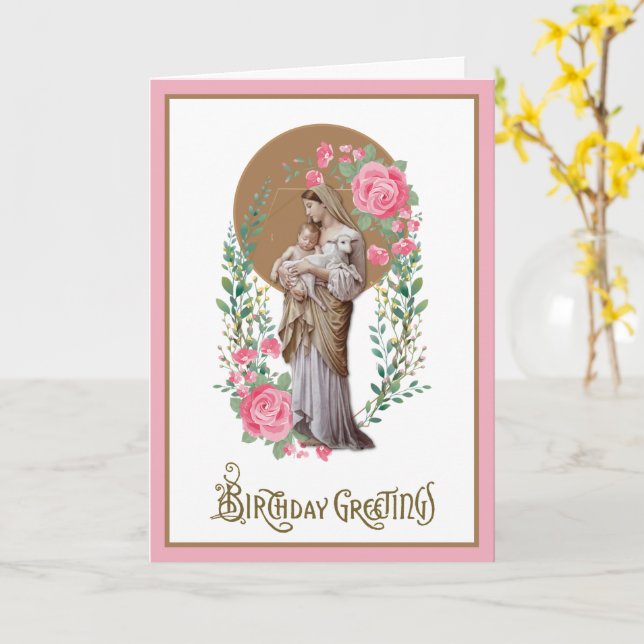 Tarjeta floral religiosa de cumpleaños vintage de  (flor amarilla)