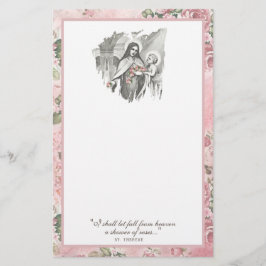 Tarjeta Floral Religiosa Santa Teresa Rosa Católic