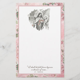 Tarjeta Floral Religiosa Santa Teresa Rosa Católic