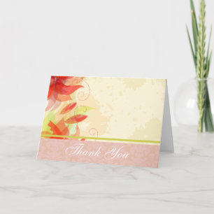 Tarjeta Floral Roja de agradecimiento con Damask
