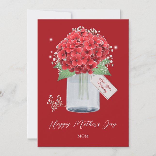 Tarjeta Floral roja feliz día de la madre (Anverso)