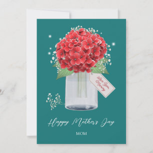Tarjeta Floral roja verde rústica feliz día de la madre