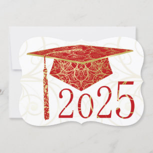 Tarjeta Floral roja y dorada Cap 2025