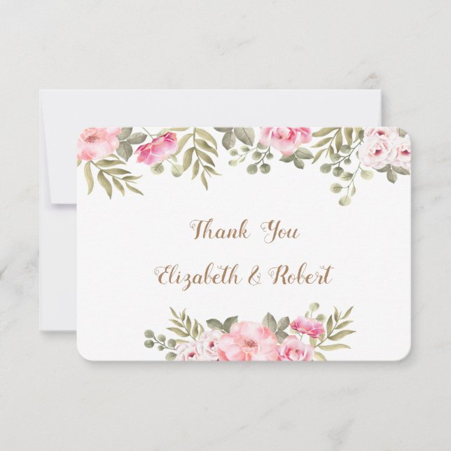 Tarjeta Floral Romántica de color Blanco (Anverso)