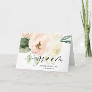 Tarjeta Floral rosa a mi novio en nuestro día de bodas