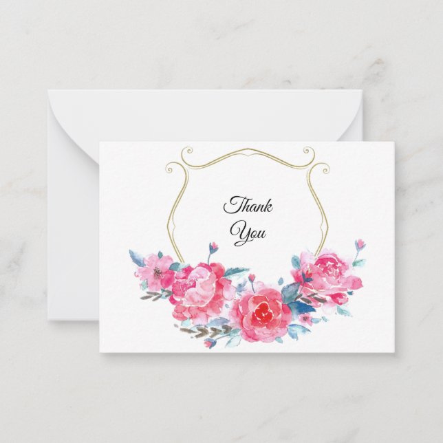 Tarjeta Floral rosa acuarela (Anverso)