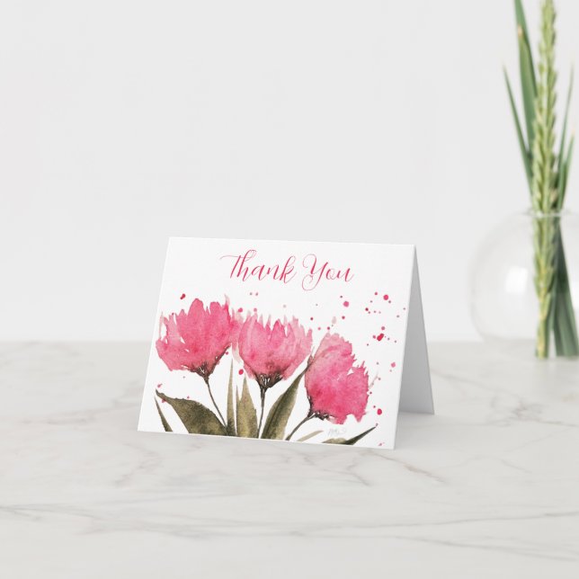 Tarjeta Floral rosa acuarela (Anverso)