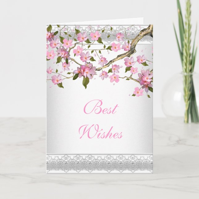 Tarjeta Floral Rosa Asiática Mejores Deseos o Cump (Anverso)