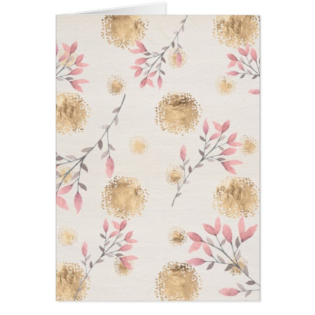 Tarjeta floral rosa con puntos de salpicaduras de  (Frente)