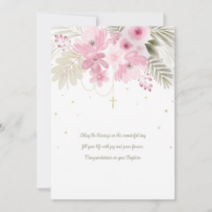 Tarjeta Floral Rosa de Bautizo