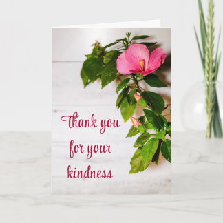 Tarjeta Floral rosa de Hibiscus gracias por su amabilidad