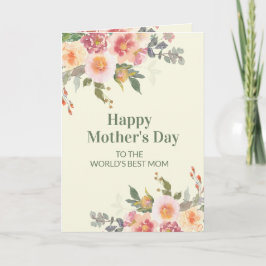 Tarjeta Floral Rosa Hojas Verdes Día de la Madre 5 Fotos