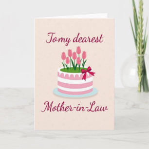 Tarjeta floral rosa para suegra
