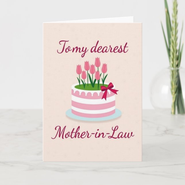 Tarjeta floral rosa para suegra (Anverso)